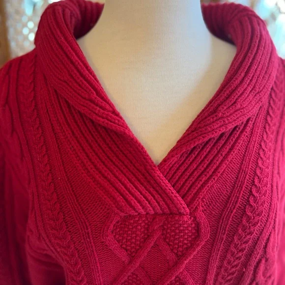 Vintage Eddie Bauer Red Chunky Knit Women's Sweater - Picture 2 of 13